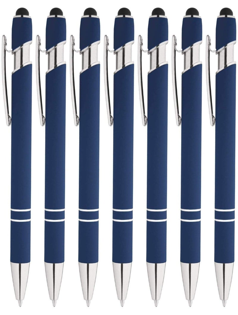 Express Pencils Rainbow Rubberized Soft Touch Ballpoint Pen with Stylus Tip is a stylish, premium metal pen, black ink, medium point. Box of 7 (DARK BLUE) - Image 2